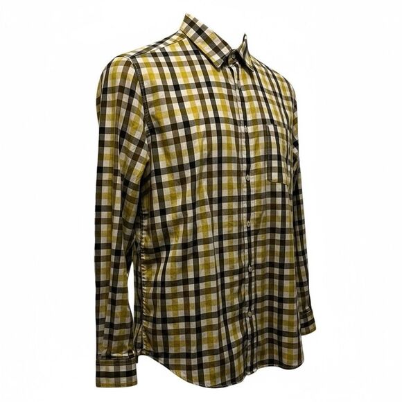The North Face Blue Brown Mustard Cream Plaid Cotton Button Down Shirt Large - Picture 10 of 11